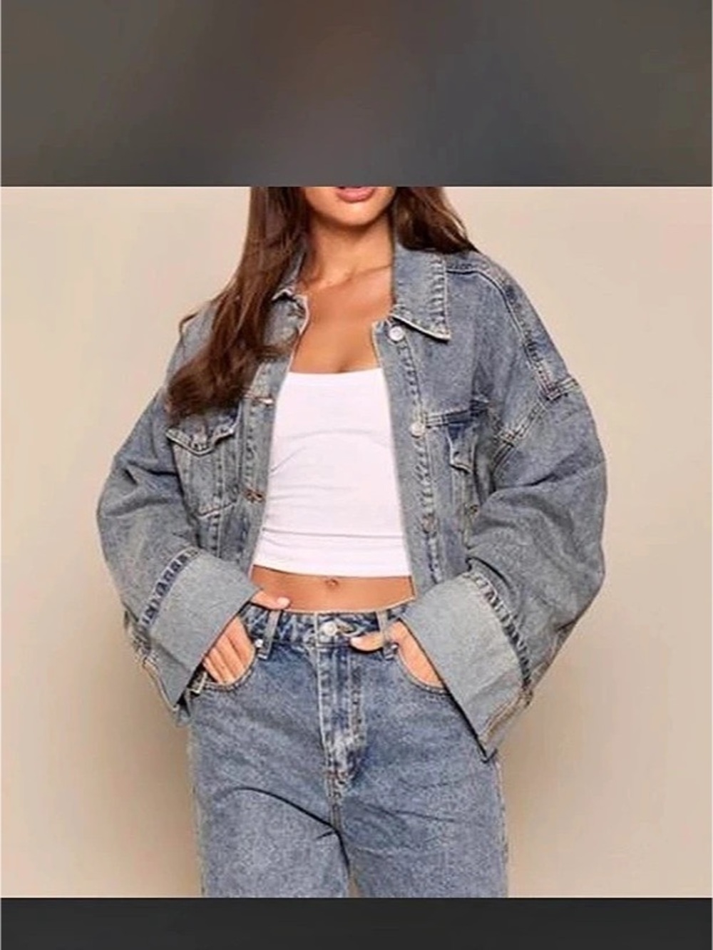 PRETTYLITTLETHING Blue Denim Jacket Size XL